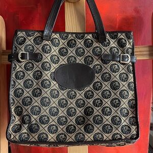 Elegant Black and Tan Tote Bag with Lion emblems like the MGM old Logo